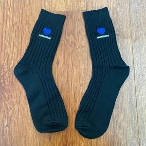 ADER ERROR Embroidered Heart Logo Black Socks